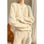 Women New Loose Casual Knitted Sweater and Shorts Solid Color Suit