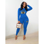 Women's Long Sleeve Top and Trousers Two Piece Set Printing O-Neck 2 Piece Sets Outfits Pant