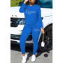 Women's Fashion Sports Casual Hot Drilling Long Sleeve O-Neck Top and Trousers 2 Piece Sets Outfits