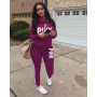 Women's Casual Print Hoodie Sweatshirt Top and Pants 2 Piece Sets Outfits Tracksuit