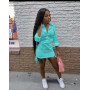 Women Blouse Dress Long Sleeve Shirring Mini Dress Solid Color Clothing