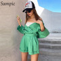 Women Casual  Two Piece Set Solid Color Turn-Down Collar Short Sleeve Shirt Tops And Loose Mini Shorts Suit