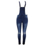 Women Strap Denim Jumpsuit Ladies Slim Fit Jeans Rompers Vintage Tide Casual Ripped Pocket Suspenders Overall