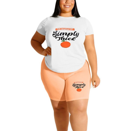 Women Clothing 2 Piece Outfits Sets Casual Snack Print T-shirt Top Loose Shorts Set 4xl 5xl