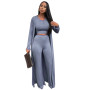 Women outfits three pieces sets pant long sleeve coat crop tops