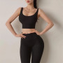 2PCS Women Yoga Set Gym Clothes Seamless Crop Top Bra Two Piece Set Workout Fitness Leggings Outfit Sports Suits