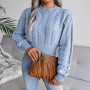 Women Twist Waist Knitted Top New Style Navel Short Slimming Solid Color Sweater