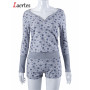 Laertes Print Long Sleeve Crop Top And Short Matching Sets Fashion Sexy Spring Summer Y2K Two Piece Set Casual Fairy Streetwear