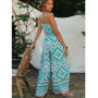 Wide-leg pants and Crop Top suit beach Bohemia cotton Women's Summer Two Pieces Set  Boho Floral Suits Casual Party Wear