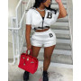 Women Two 2 Piece Set Outfit Shorts and Short Sleeve Coats Top