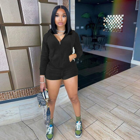 Velvet Hooded Shirt + Short Pants Sportsuit Matching Set Streetwear Clothes For Women Outfit Casual Outwear Two Piece Set