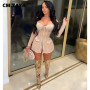 Mesh See Through Patchwork Women 2pcs Set Zipper Sweetheart Blazer + Shorts Set Sweatsuit Tracksuit Two Piece Set Outfits