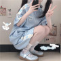 Hoodies Women Sets 2 Pieces Sports kawaii Cute Zipper Hoodies Short Pants Summer Casual Outfits Japanese Preppy Style