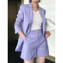2023 ZANZEA Long Sleeve Blazer And Short Pant Autumn Pure Cotton Short Sets Women Solid Work OL Tracksuits Stylish Elegant Suit