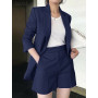 2023 ZANZEA Long Sleeve Blazer And Short Pant Autumn Pure Cotton Short Sets Women Solid Work OL Tracksuits Stylish Elegant Suit