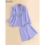2023 ZANZEA Long Sleeve Blazer And Short Pant Autumn Pure Cotton Short Sets Women Solid Work OL Tracksuits Stylish Elegant Suit