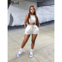 FQLWL Summer Streetwear 2 Two Piece Sets Tracksuit Women Outfits Sleeveless Crop Top Pocket Shorts Black Blue Matching Sets 2022