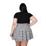 Plus Size Sets Skirts Women Fashion Lace Up Crop Top Mini Plaid Skirt Two set