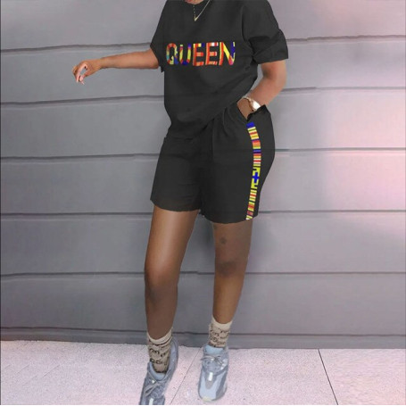 Summer Women Shorts Suit Sets Short Sleeve Round Neck Top and Summer Shorts Set Woman Clothing Set