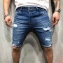 Men Stretch Short Jeans Fashion Casual Slim Fit High Quality Elastic Denim Shorts Male Hole Out Short Jeans