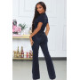 Denim High-end Jumpsuits Solid Young Sweet Office Lady Fashion High Waist Women Wide Leg Jumpsuits