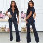 Denim High-end Jumpsuits Solid Young Sweet Office Lady Fashion High Waist Women Wide Leg Jumpsuits