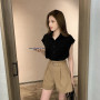 Women S-3XL Large Size Light Mature Wind Suit Summer New Style Waistcoat Shirt Top + Casual Shorts Fashion Two-piece Suit