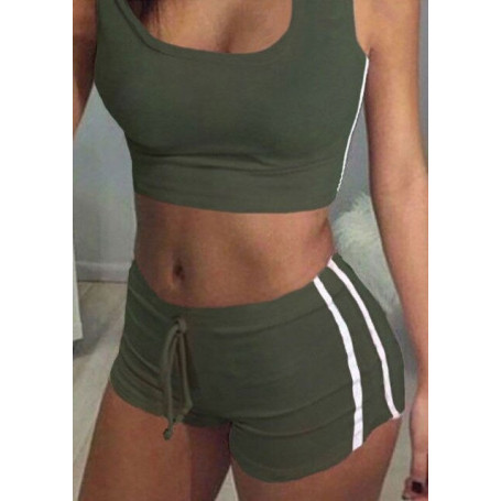 2pcs Women Belt Suit Set Padded Bra Sleeveless Tops Belt Shorts Fitness Running Slim Gym Streetwear Two Pieces Outwear