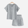 summer Autumn Women two piece set Casual Polyester tops + short Soild Female Office plus size Suit Set Short Sleeve Sets