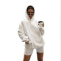 Women's Fashion Casual Home Pure Color Loose Sweater Shorts Sports Two-Piece Suit
