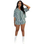 All-Match Suit Temporal Comment Sexy Fashion Shorts Suit Button Striped Shirt Two-Piece Summer New
