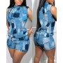 3D Effect Street Hipster Brand  Street Hipster Women's Polyester Sleeveless Fashion Casual Set Original Supply