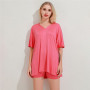 Summer Short Two Piece Set Women Clothes Casual V Neck T Shirt Top And Shorts Set Streetwear Sexy Outfits Suit