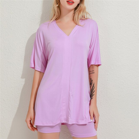 Summer Short Two Piece Set Women Clothes Casual V Neck T Shirt Top And Shorts Set Streetwear Sexy Outfits Suit