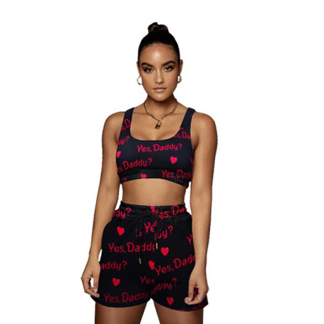 Leopard Print Sleeveless Two 2 Piece Set Tracksuit Sexy Outfit Summer Female Casual Matching Set