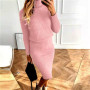Sweater Skirt Set High Collar Crop Top Knee Length Sweater Skirt Suit Long Sleeves Lady Sweater Skirt Suit for Dating