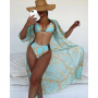 3 Pack Halter Lace Up Bikini Swimsuit and Cover Up Sets for Women Sexy Three Pieces Brazilian Swimwear 2022 Beach Bathing Suit