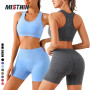 MISTHIN Yoga Set 2 PCS Sports Clothes Running Fitness Push Up Top Bra Underwear Leggings Hip Botty Lifting Women Workout Shorts