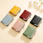 Fashion Solid Color Fold Short Clutch Wallets PU Women Card  Holder Coin Pocket Mini Purse Small Travel  Wallet Ladies