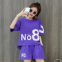 Casual Tracksuit Women Two Piece Set Summer T-Shirts And Shorts sets Solid Color Print Short Sleeve Top Tees Female Suits M-5XL