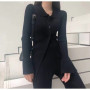 Knit Set Women Spring Two Piece Outfits Long Sleeve Single Breasted Top And Wide Leg Pants Ladies Solid Casual Suit Set