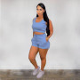 Fashion Solid Sleeveless Streetwear Matching Two 2 Piece Set Outfits Sport Sweatsuits Tracksuits