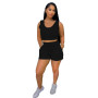 Fashion Solid Sleeveless Streetwear Matching Two 2 Piece Set Outfits Sport Sweatsuits Tracksuits