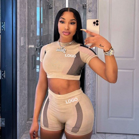 custom T shirt Top and Short Sets Women Clothing Sport wear workout clothing 2 piece women's short set sweat suit set women