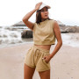 2 Piece Set Woman Sleeveless Sport Vest Shorts Suit Female Tracksuits High Waist Solid Shorts 2022 Summer Women Casual Clothing