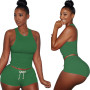 HGTE Stylish Hot Summer New Women Casual Slim Outfits Crop Sleeveless Top Short Pants Casual Jumpsuits 2PCS Clothes Set
