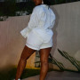 Casual Street Women Suit New Fashion Pure Color Long Sleeve Lapel Shirt Elastic Short Pants Lady 2 Piece Sets