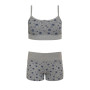 Dourbesty Women Summer 2 Pieces Outfits Snowflake Heart Print Spaghetti Strap Camisoles Tops + Bodycon Shorts Set Sweet Girls
