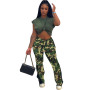 Cargo Pants Camo Camouflage Army Green Parachute Carpenter Streetwear Y2k Fashion Fall Summer Women Clothes