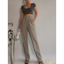 Spring New Office Lady High Quality Elegant Casual Fashion Wide Leg Women Female Pants Hot Sales